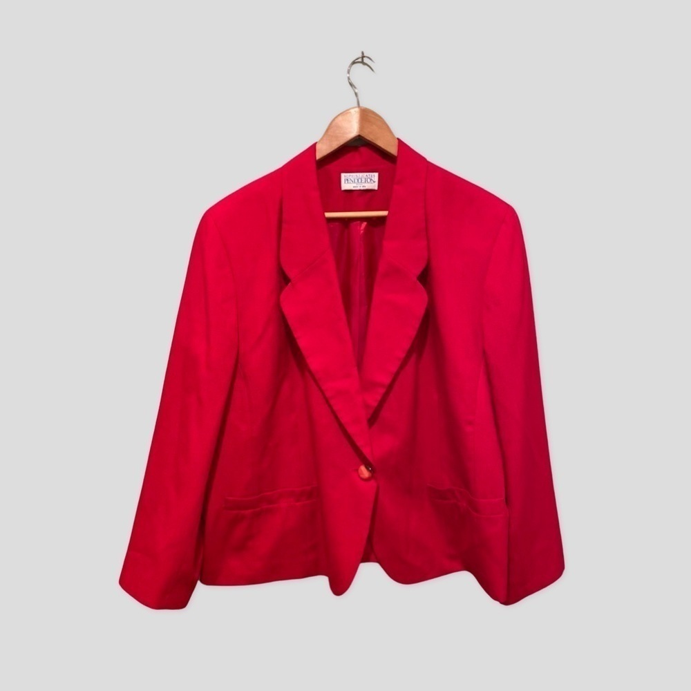Pendleton Sophisticates Vintage Red Single Button Lined Blazer Jacket Size 20W